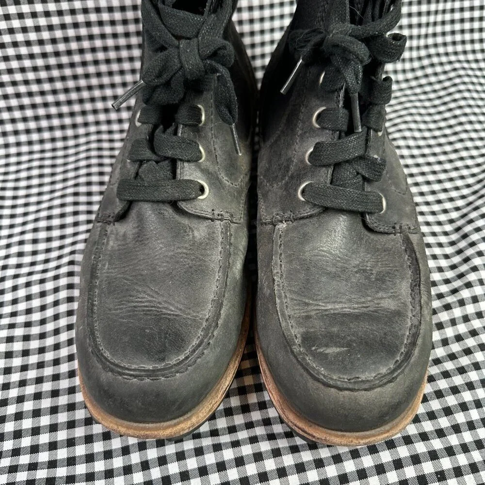 UGG Jarrett Black Boots Elastic Lace Up Moc Toe Leather Men's Size 9.5